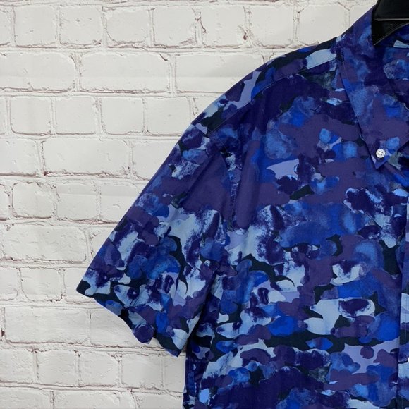 J. Crew Watercolor Blue Camo Print Slim Fit Button - Picture 3 of 12